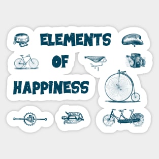 Vintage Bike Elements  with pedal, crank and bell. Elements of Happiness, enjoy your ride. Sticker